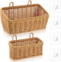 2 Boho Plastic Woven Hanging Baskets