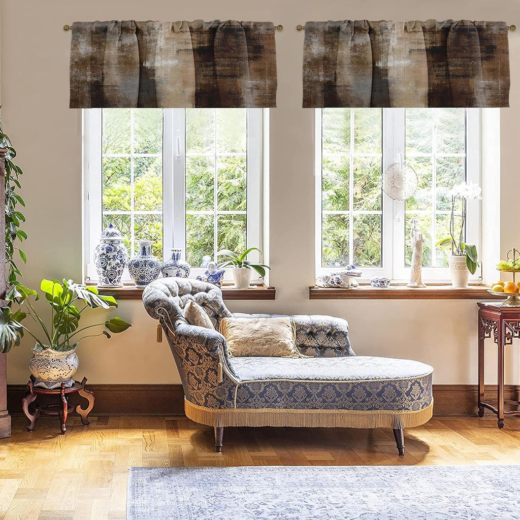 Abstract Dark Brown Blackout Window Valances