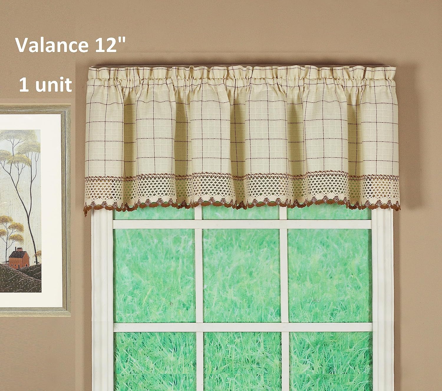 2-Tone Crochet Ecru Toast Curtain Valance