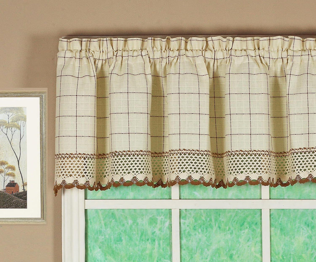2-Tone Crochet Ecru Toast Curtain Valance