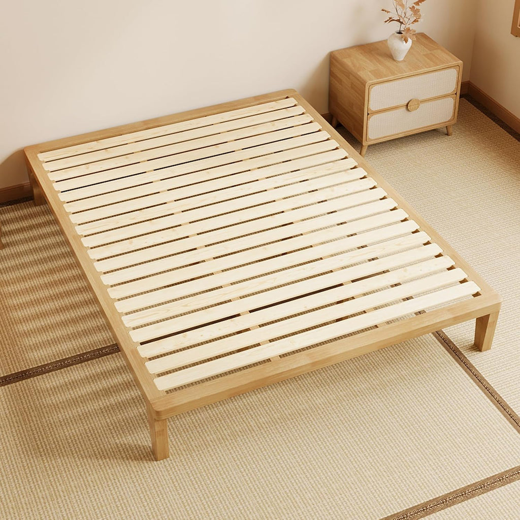 Solid Wood Minimalist Queen Tatami Bed Frame