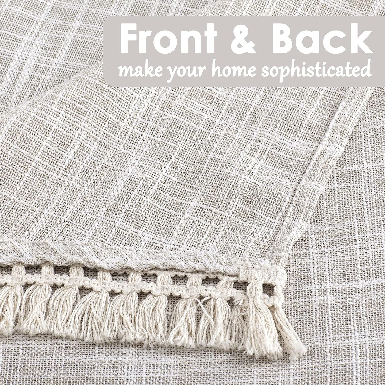 Natural Linen Tassel Farmhouse Window Swags
