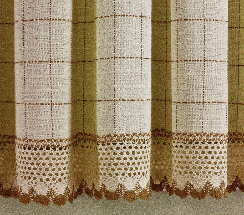 2-Tone Crochet Ecru Toast Curtain Valance