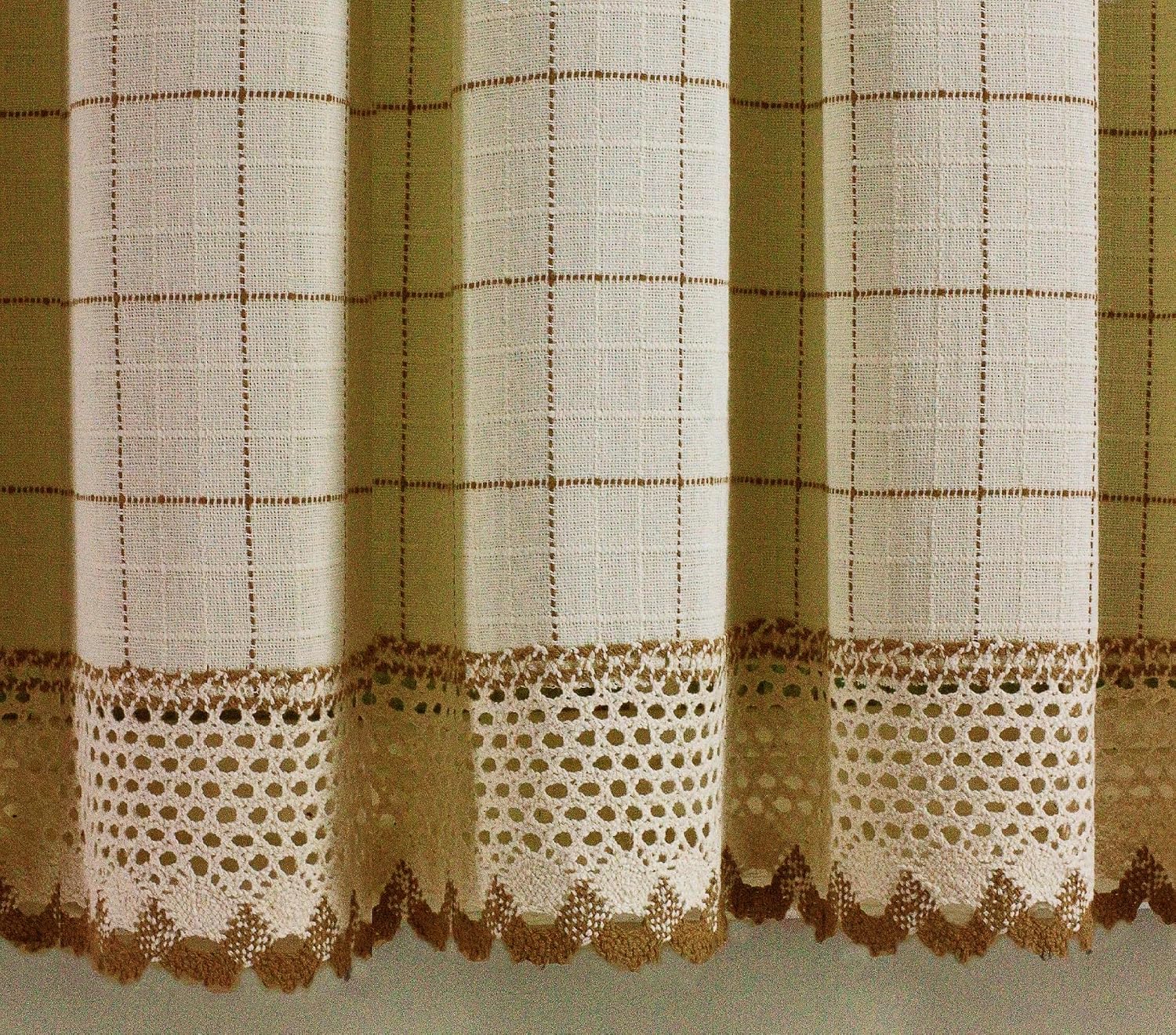 2-Tone Crochet Ecru Toast Curtain Valance